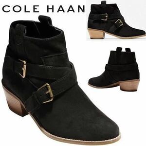 Cole Haan Jensynn Ankle Boots Black Suede Fashion Booties Block Heel Booties 9 B